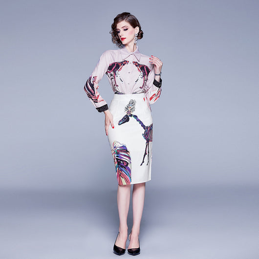 Conjunto de Falda y Blusa Estampada para Mujer - Diseño Elegante - Image 3