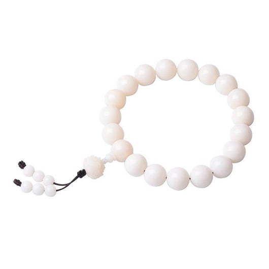Pulsera Rosario de Jade Blanco Natural con Raíz Bodhi - 18 Cuentas - Image 2