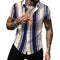 Camisa Hawaiana de Rayas con Estampado Digital y Cuello Solapa