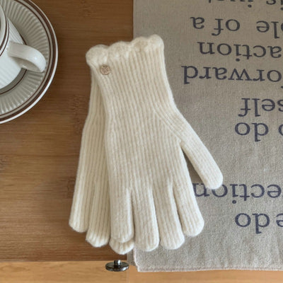 Guantes de Lana Cálidos con Volantes y Colores Sólidos para Mujer - Image 11