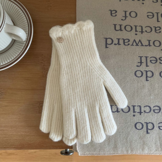 Guantes de Lana Cálidos con Volantes y Colores Sólidos para Mujer - Image 11