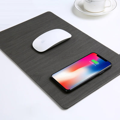 Mousepad de Cuero PU con Cargador Inalámbrico Qi para Móviles - Image 3