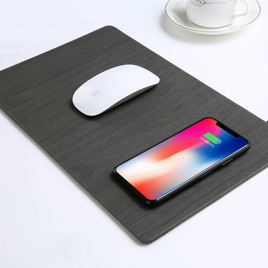 Mousepad de Cuero PU con Cargador Inalámbrico Qi para Móviles - Image 3