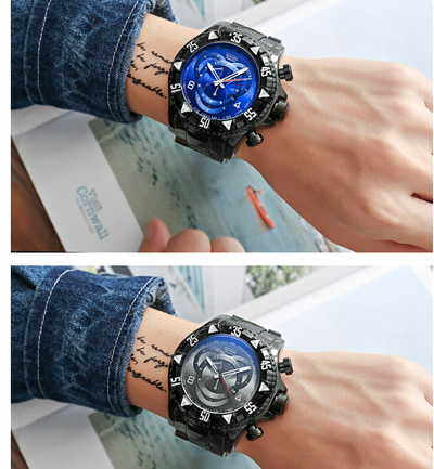 Reloj Deportivo Hombre Tres Ojos Luminoso Esfera Grande Acero Inoxidable - Image 3