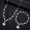 Micro Inlaid Heart-Shaped Necklace And Bracelet Set Plateado Set