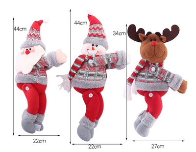 Plush Santa Claus curtain tie-back with a red and grey knitted hat, white beard, and red body, holding a golden curtain. - Image 9