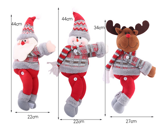 Plush Santa Claus curtain tie-back with a red and grey knitted hat, white beard, and red body, holding a golden curtain. - Image 9