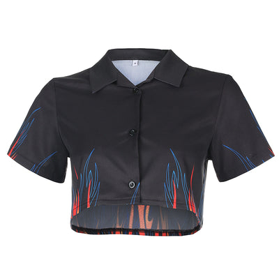 Blusa Corta Estampado Flama para Mujer - Estilo Street Chic - Image 8