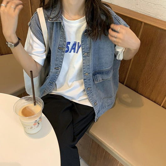Chaleco Denim Suelto sin Mangas para Mujer - Estilo Coreano Primavera - Image 3