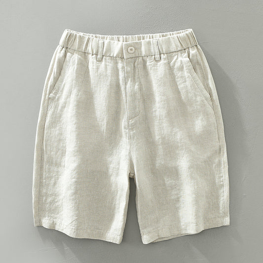Shorts de Lino Hombre Cintura Elástica Transpirable Playa