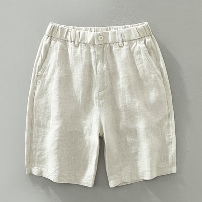 Shorts de Lino Hombre Cintura Elástica Transpirable Playa