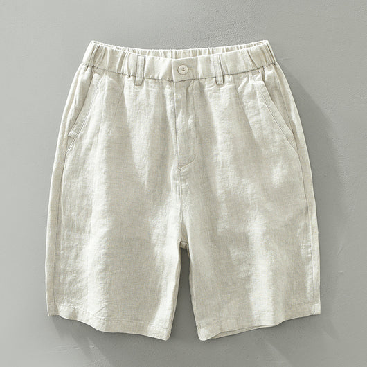 Shorts de Lino Hombre Cintura Elástica Transpirable Playa