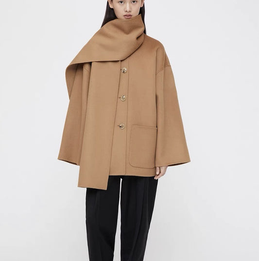 Abrigo de Lana Mujer Cuello Ancho Suelto - Colección Otoño Invierno