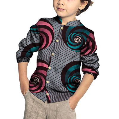 Camisa de Algodón para Niño con Estampado y Patchwork Moderno