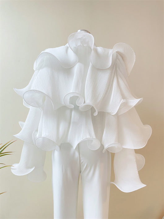 Blusa Elegante de Gasa con Volantes - Image 14