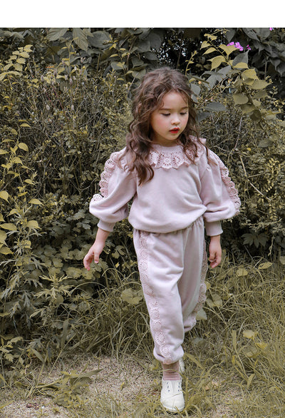 Suéter Infantil Niña Estilo Occidental con Encaje Suelto Manga Larga - Image 8