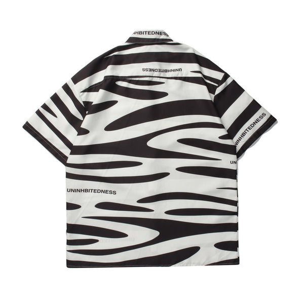 Camisa de Manga Corta con Estampado Personalidad para Hombre