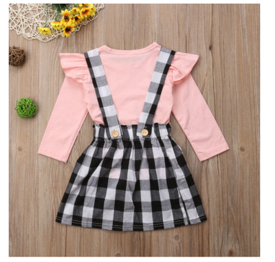 Conjunto Infantil de Moda Europea: Camiseta Manga Larga y Vestido con Tirantes - Image 3