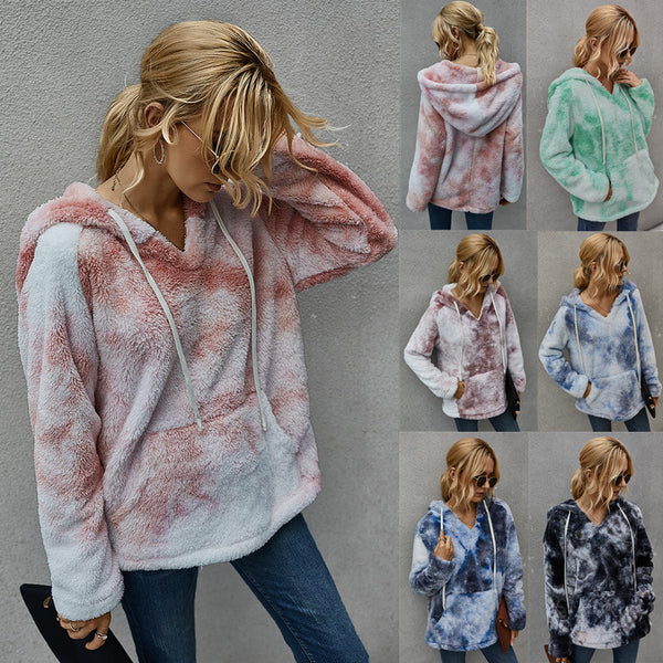 Suéter Hoodie Tie-Dye Grueso para Mujer - Colección Invierno