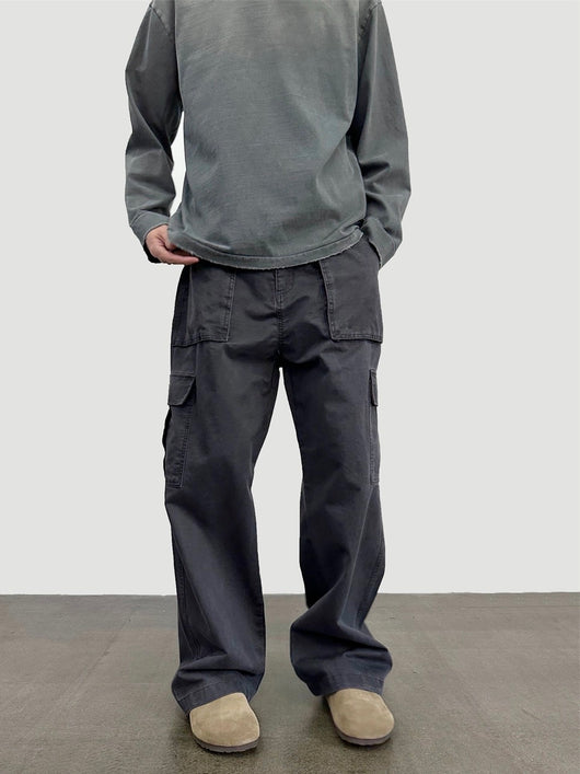 Pantalones Rectos Vintage Wash Holgados para Hombre - Image 8