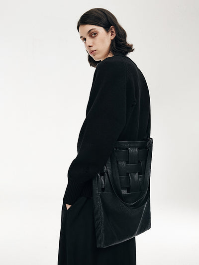 Bolso Bandolera Tejido con Estructura de Cuero Sintético - Image 2