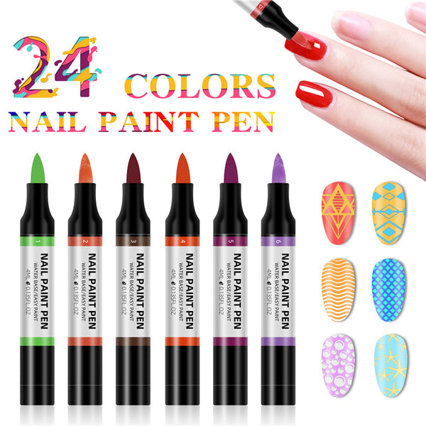 Set de 24 Bolígrafos de Esmalte de Uñas 3D - Pintura Artística para Decoración de Uñas