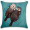 Funda de Almohada Nutria Romántica Pintada a Mano