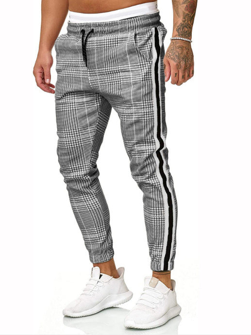 Pantalones Casuales de Otoño Hombre con Patrón Cuadros y Rayas