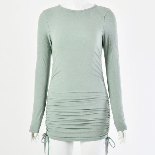 Vestido Largo de Manga Larga con Cordones Ajustables - Image 14
