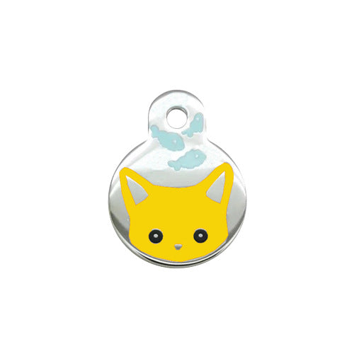 Collar Decorativo para Mascota con Diseño Gato y Pez - Colgante Adorable