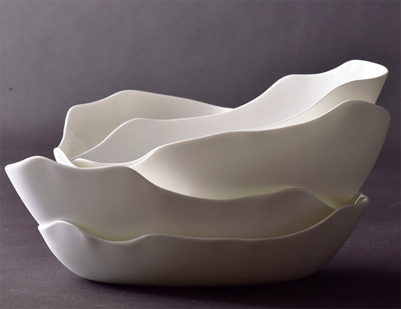 Plato para Ensalada de Porcelana Ultrafina con Diseño Irregular