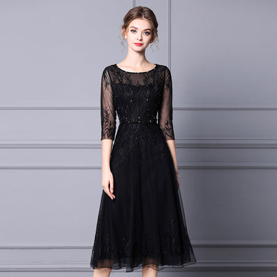 Falda de Gala con Bordado de Cuentas - Largo Medio Elegante - Image 3