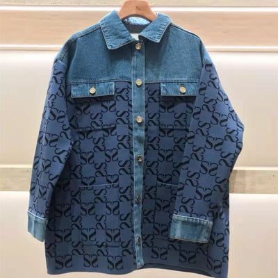 Chaqueta Tejida Denim Jacquard con Costuras Vintage - Comodín para Mujer - Image 4
