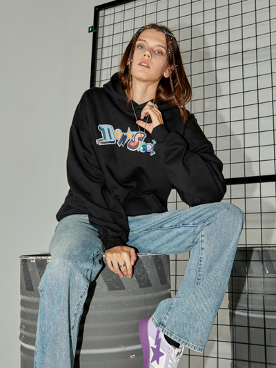 Sudadera con Capucha Estampado de Logo Street Text Stitching - Image 2