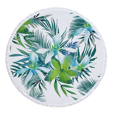 Toalla Redonda de Microfibra con Estampado de Hojas Tropicales - Image 15