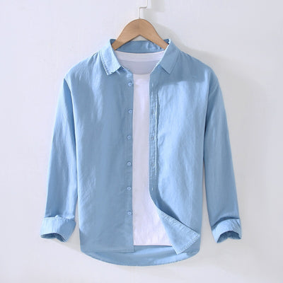 Camisa Manga Larga Hombre Algodón y Lino - Primavera y Verano - Image 9