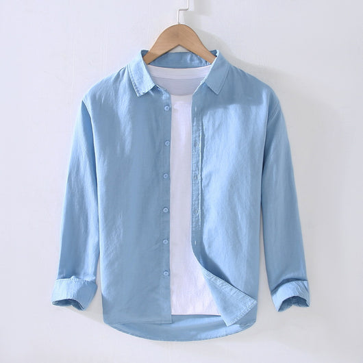 Camisa Manga Larga Hombre Algodón y Lino - Primavera y Verano - Image 9