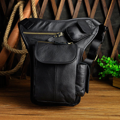 Bolsa de Cintura de Cuero Curtido al Aceite Vintage para Hombre - Estilo Outdoor