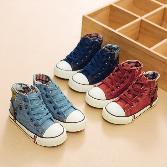 Zapatillas Deportivas Otoño para Niños y Niñas - Tenis Respirable de Lona y Denim