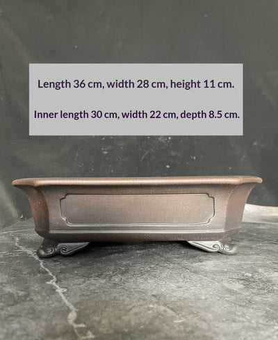 Maceta Rectangular de Arcilla Yixing Envejecida con Bordes Biselados y Patas Nube - Image 4