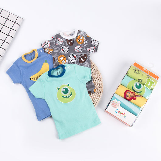 Pack de 5 Camisetas Infantiles de Algodón con Botones - Diseños Animados Adorables - Image 4