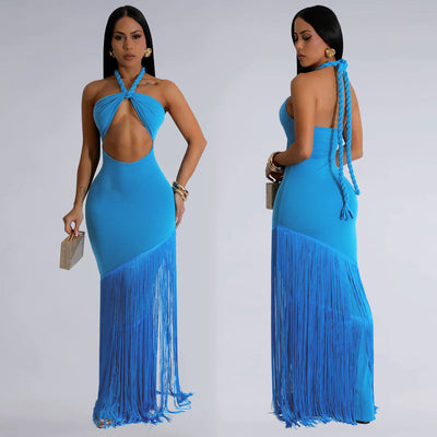 Vestido Tubo Escotado con Detalles de Borlas - Image 4