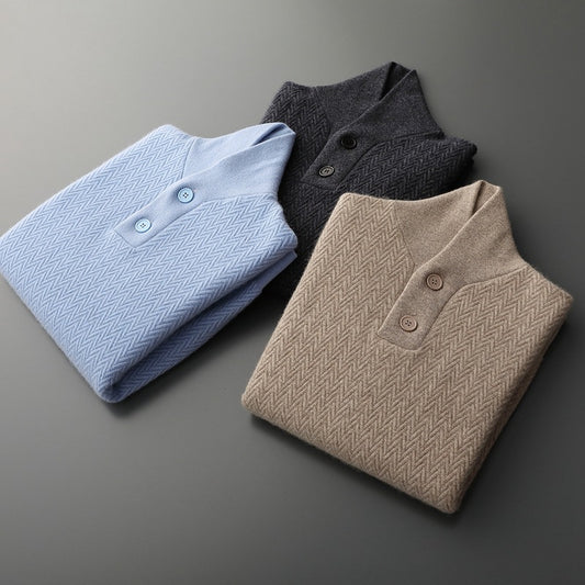 Suéter de Cuello Solapa en Cashmere Puro para Hombre - Invierno