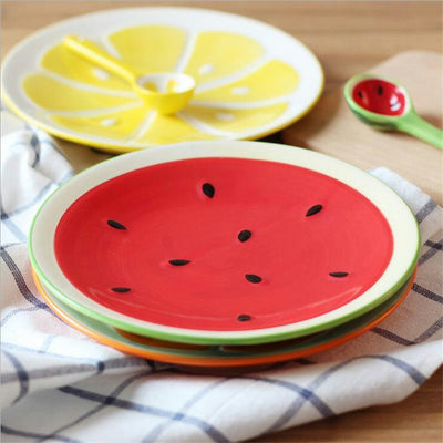 Plato de Cerámica Decorativo con Diseño de Frutas 8 Pulgadas