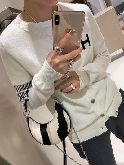 Cardigan de Cachemira para Mujer Suelto con Jacquard Letra H - Image 4