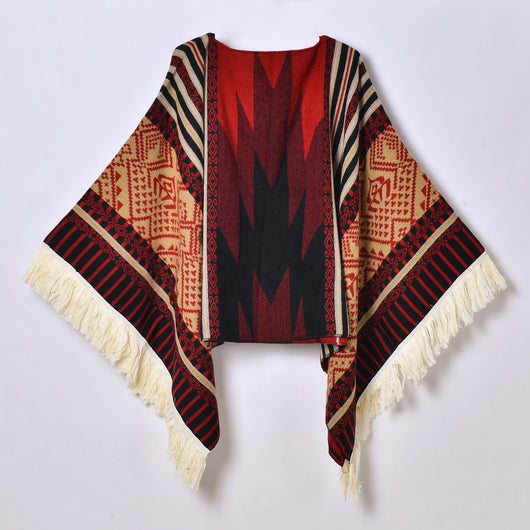 Poncho Denim Estilo Western con Flecos - Abrigo Cálido Unisex para Exteriores - Image 7