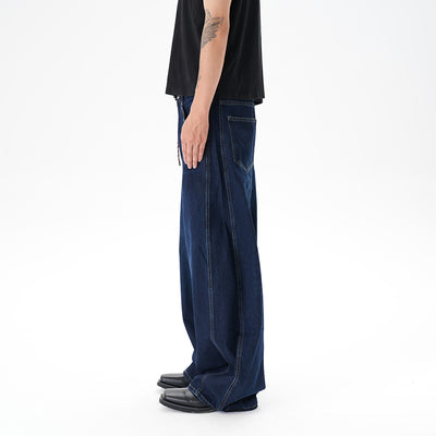 Jeans Pantalón Ancho Azul Oscuro Desgastado Machete - Image 14