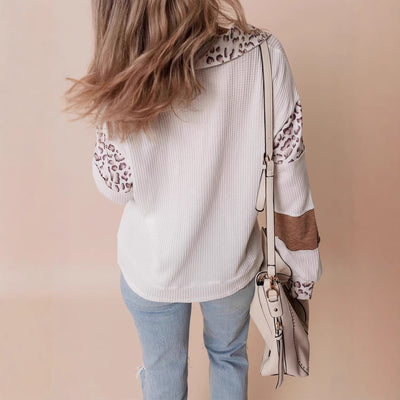 Sudadera con Capucha Estampado Leopardo y Solapa de Manga Larga - Image 3