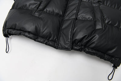 Chaqueta Denim Oversize Acolchada Negra con Costuras Sueltas - Image 13