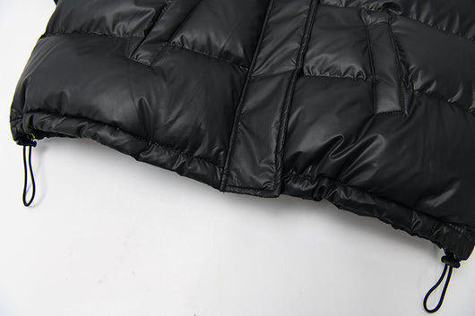 Chaqueta Denim Oversize Acolchada Negra con Costuras Sueltas - Image 13